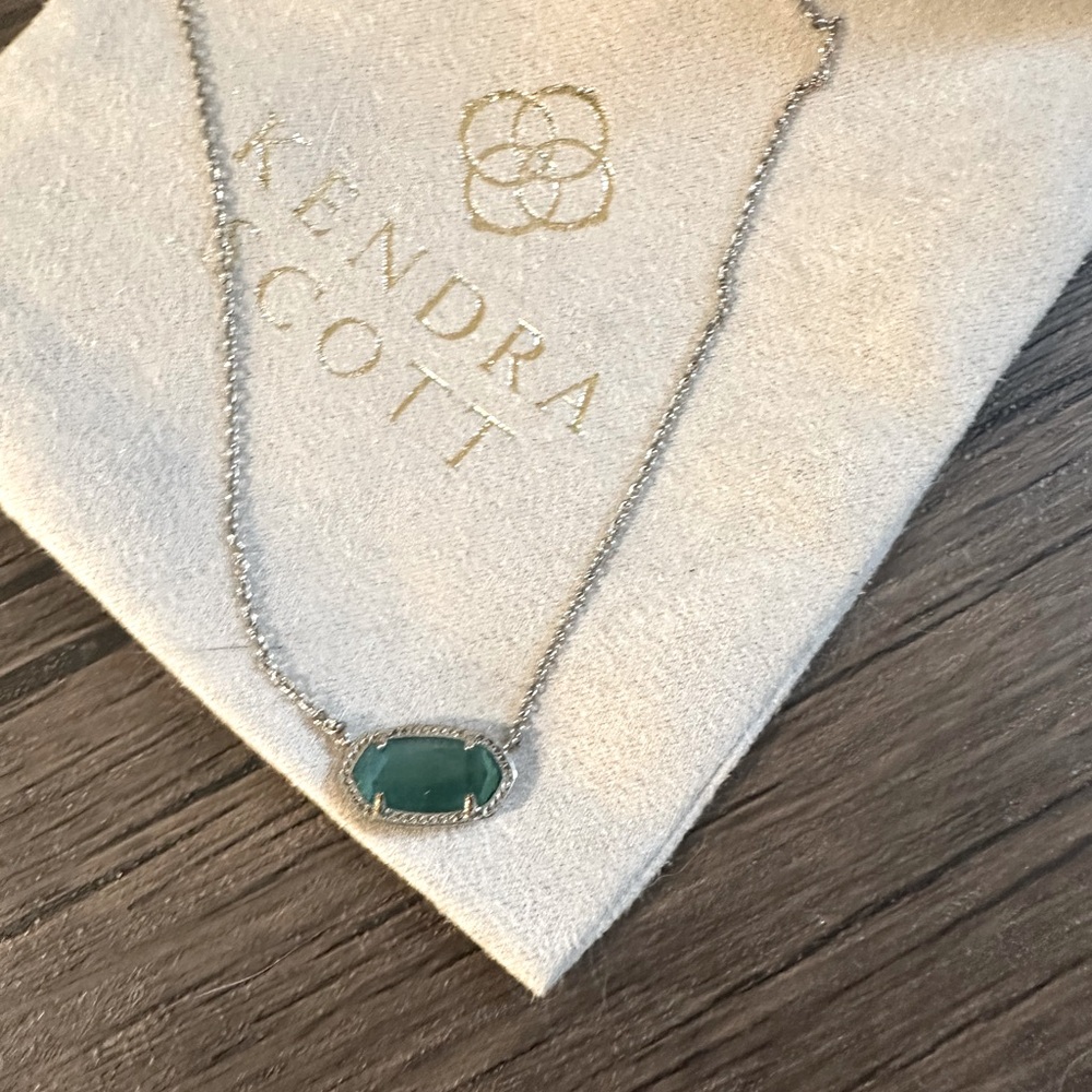Kendra Scott green & silver necklace